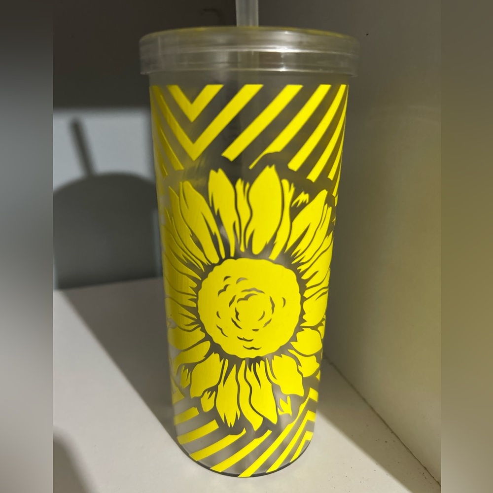 16 oz NEW Handmade Clear Cup Live Simply Bloom Wildly